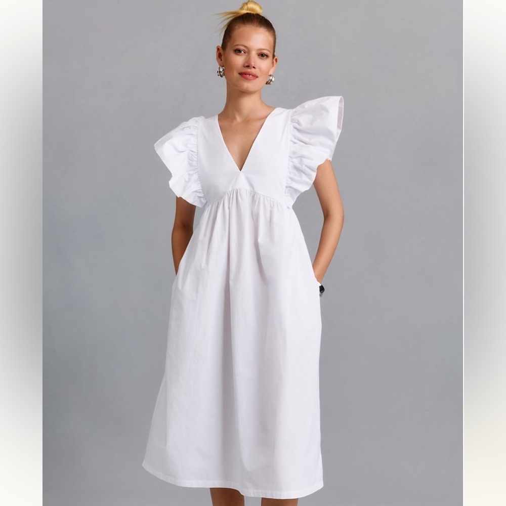 Maeve White Midi Dress